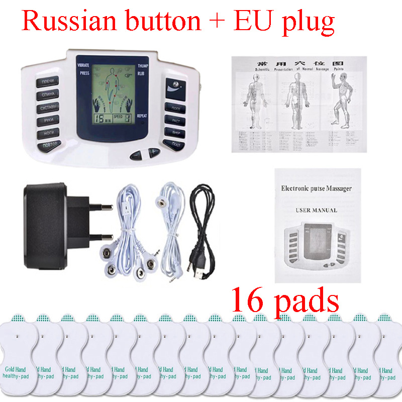 Best of 16 Pads JR309 EMS Tens Massage Unit English Or Russian Electrical Pulse Acupuncture Full Body Relax Muscle Therapy Massager Stim Reviews & Tips