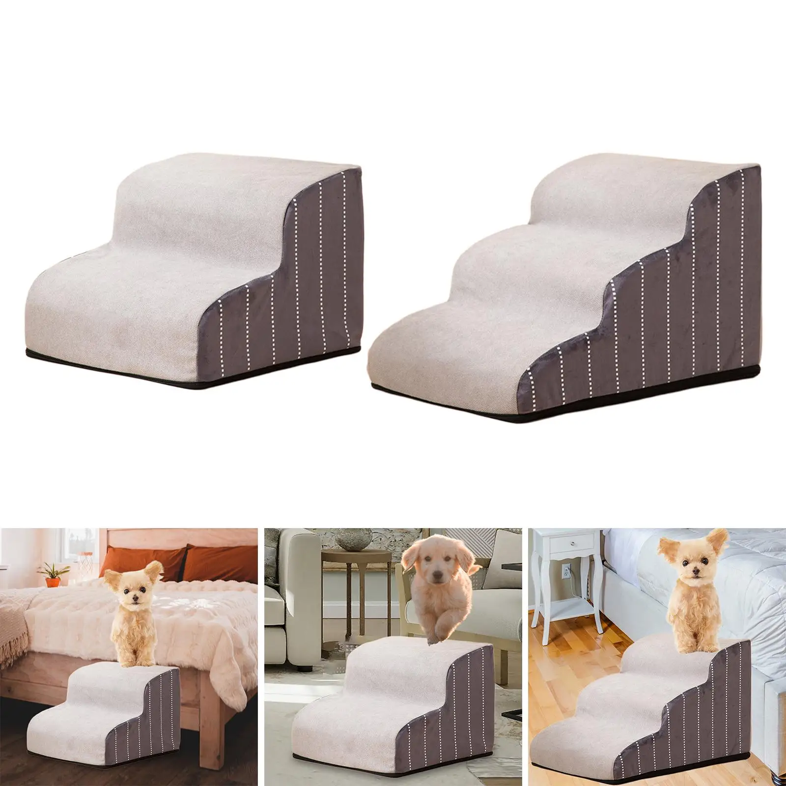 Dog Steps Stair Pet Ramp Ladder with Detachable Cover Breathable Puppy Non Slip Wide Pet Supplies for Older Dogs Indoor Bed