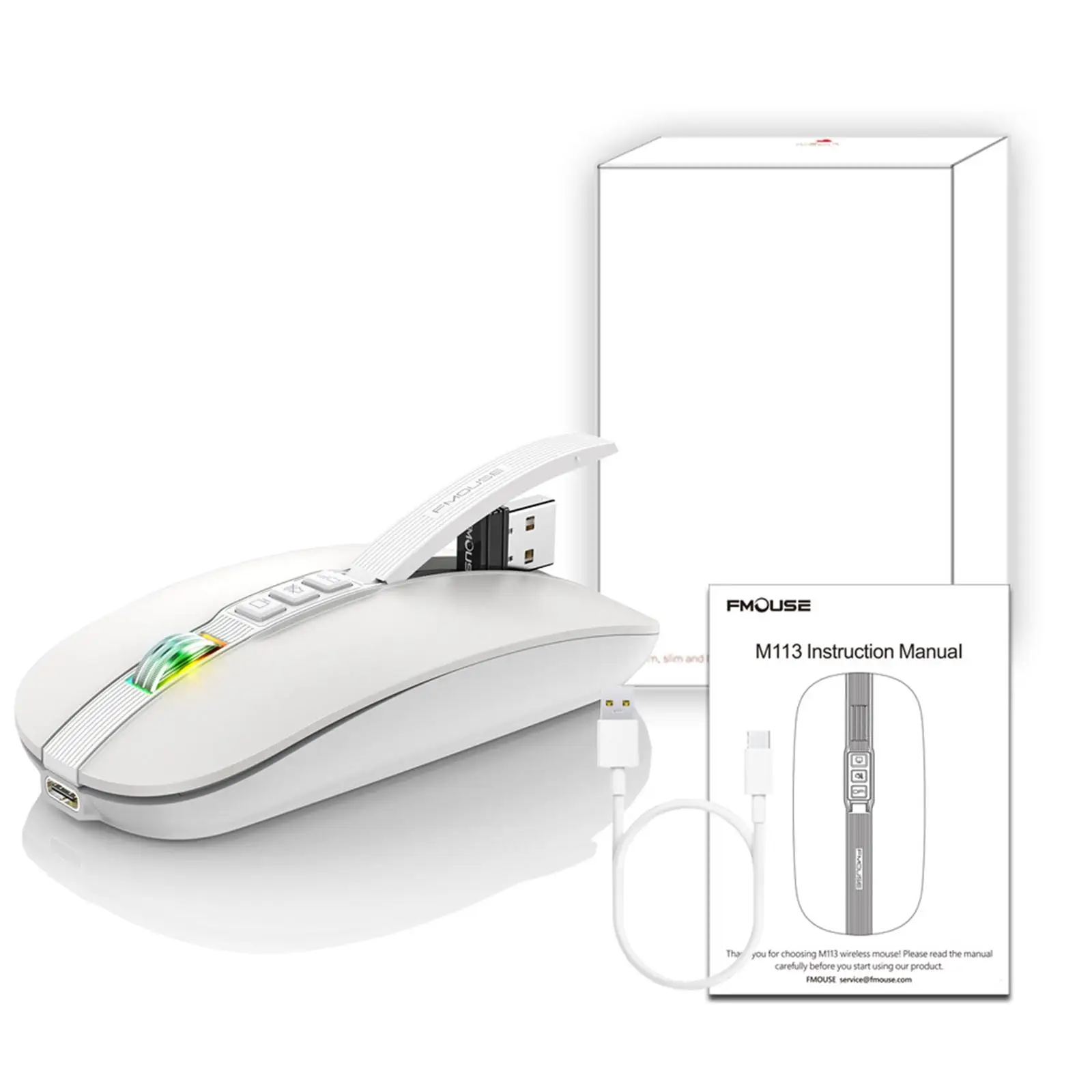 Optical Mice Silent DPI Button with USB Receiver Ergonomic Rechargeable Mini Mouse for Tablet PC Laptop