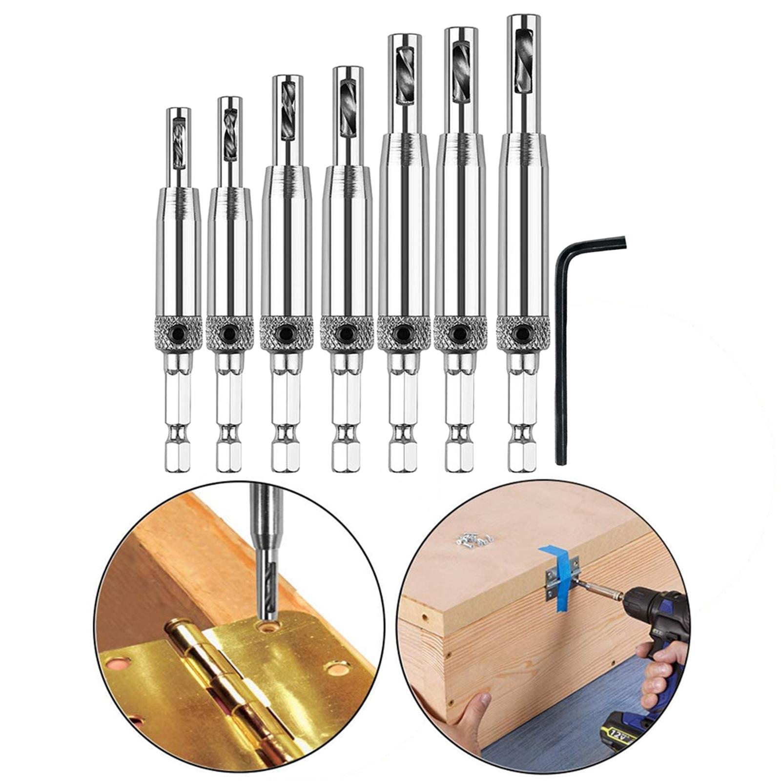 7x Hex Shank Self Center Hinge  Tool with Wrench 5/64