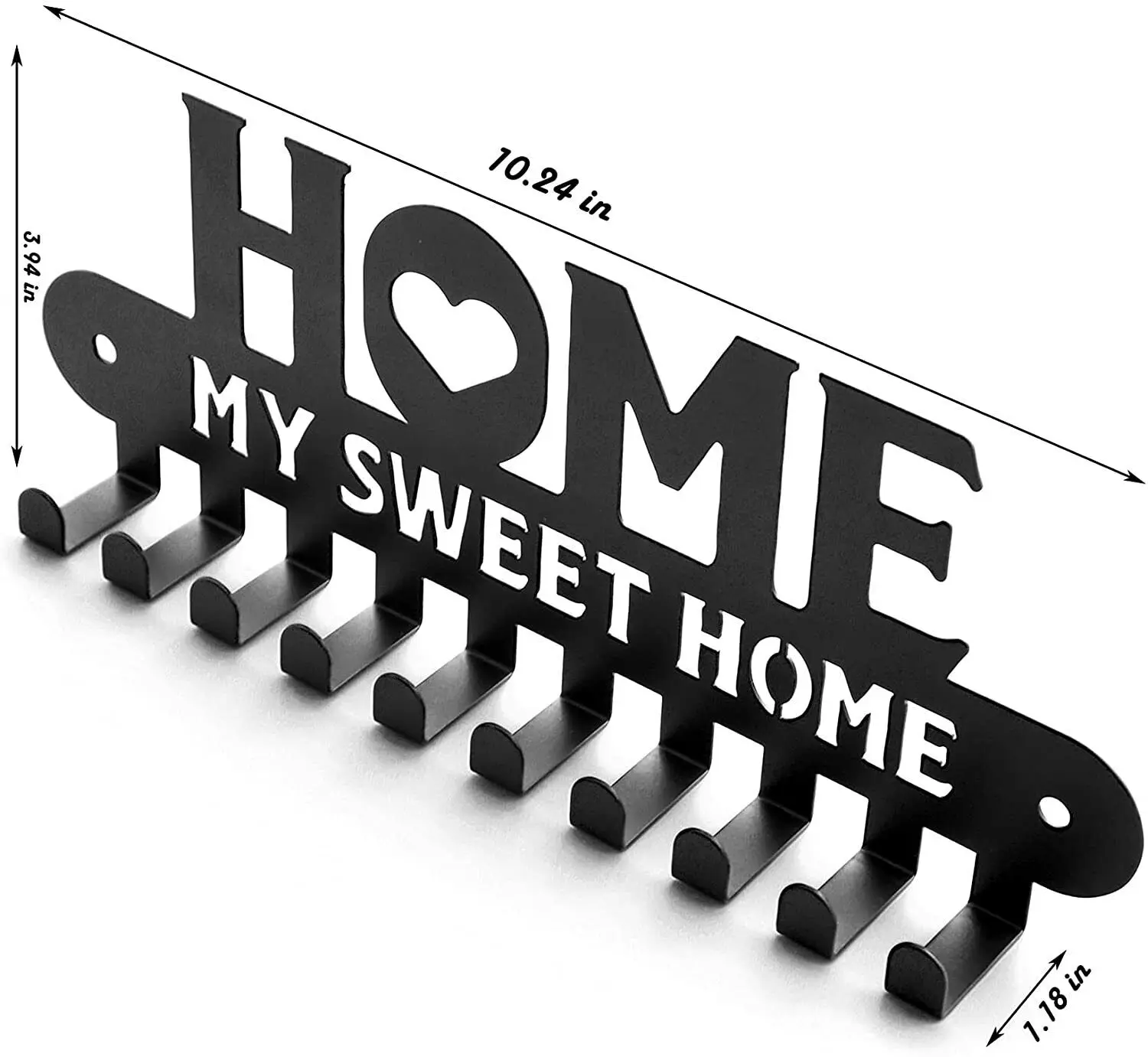 Description Picture 4 of itemCIFBUY Black Metal Key Holder Hooks Sweet Home Wall Hanger Decor for Front Door Kitchen Garage Ready to Hang, 10 Hook Racks