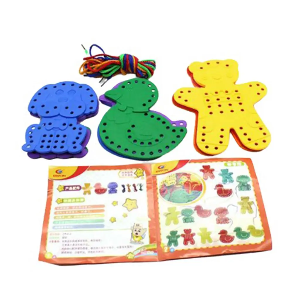 6-Color Threading Nail Plate Creative Animal Early Educational Toy Age 3+