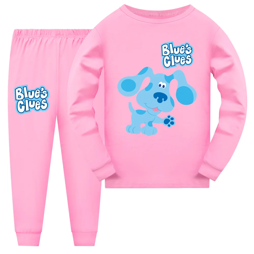 cotton nightgowns Blues Clues Children's Long Sleeved Trousers Pajama Suit Family Christmas Pajamas Girls Pijama Set Baby Boy Clothes Set Tshirt pajama sets cute	