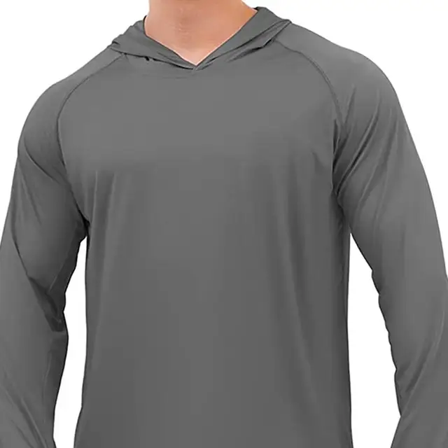 Sun Protection T-Shirts Mens Long Sleeve Hoodie Casual UV-Proof T