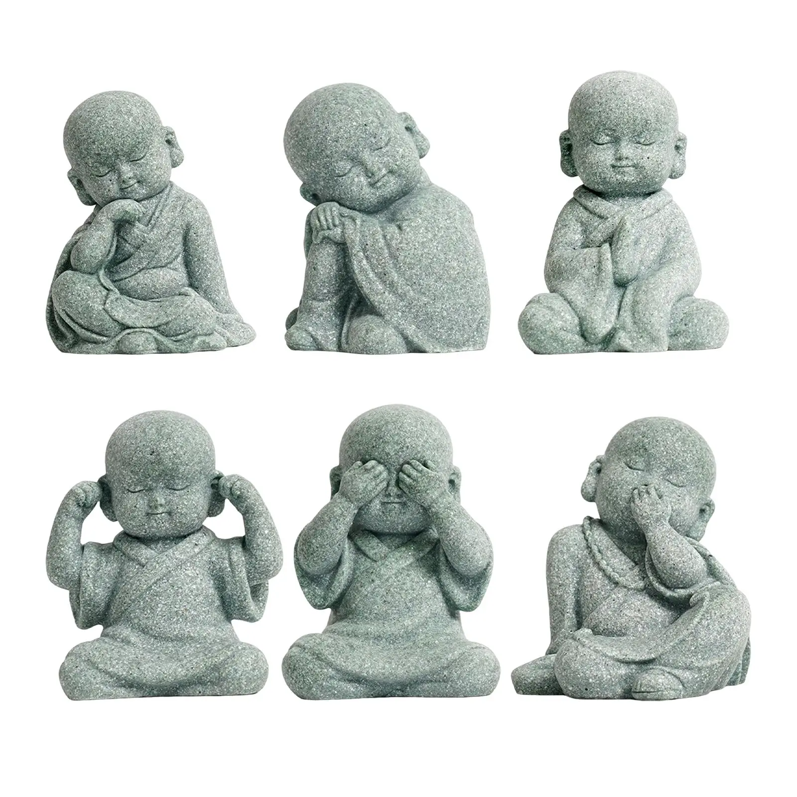 Monk Figurine Buddha Statue Ornaments Sculpture Creative Miniature Mini Decorative Sitting for Tabletop Teahouse Home Decor Desk