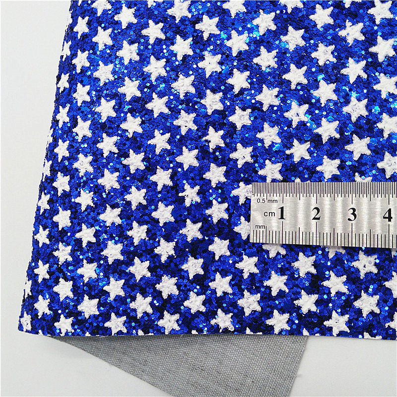 Description Picture 4 of item4th July Stars Glitter Leather Fabric Sheets Dots Custom Glitter Leather Mirror Synthetic Leather For Bows DIY 21x29CM Q1051