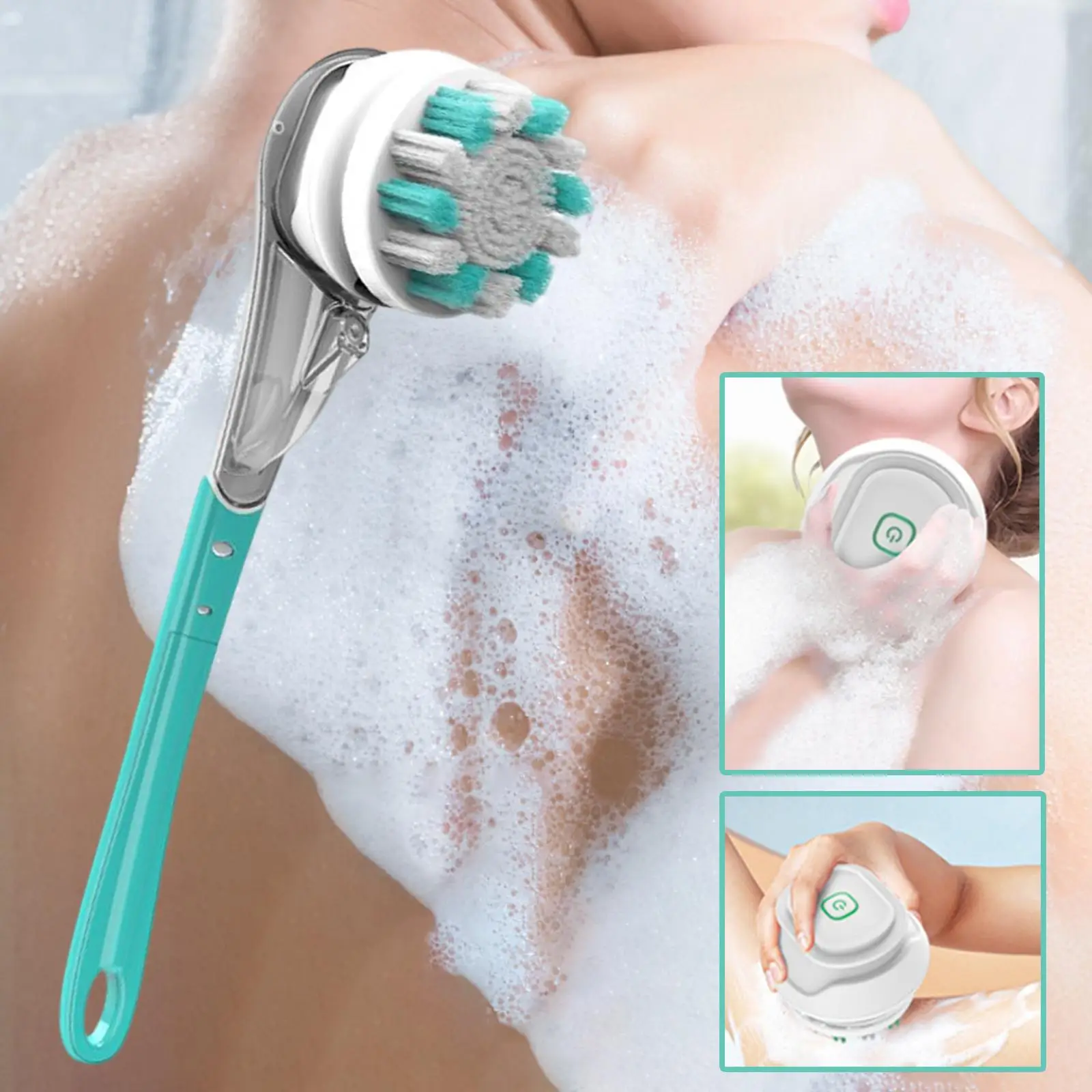 Electric Body Brush Scrubber Removable IPX7 Waterproof Spinning Skin Brush for Bathing Shower Massage Back Body