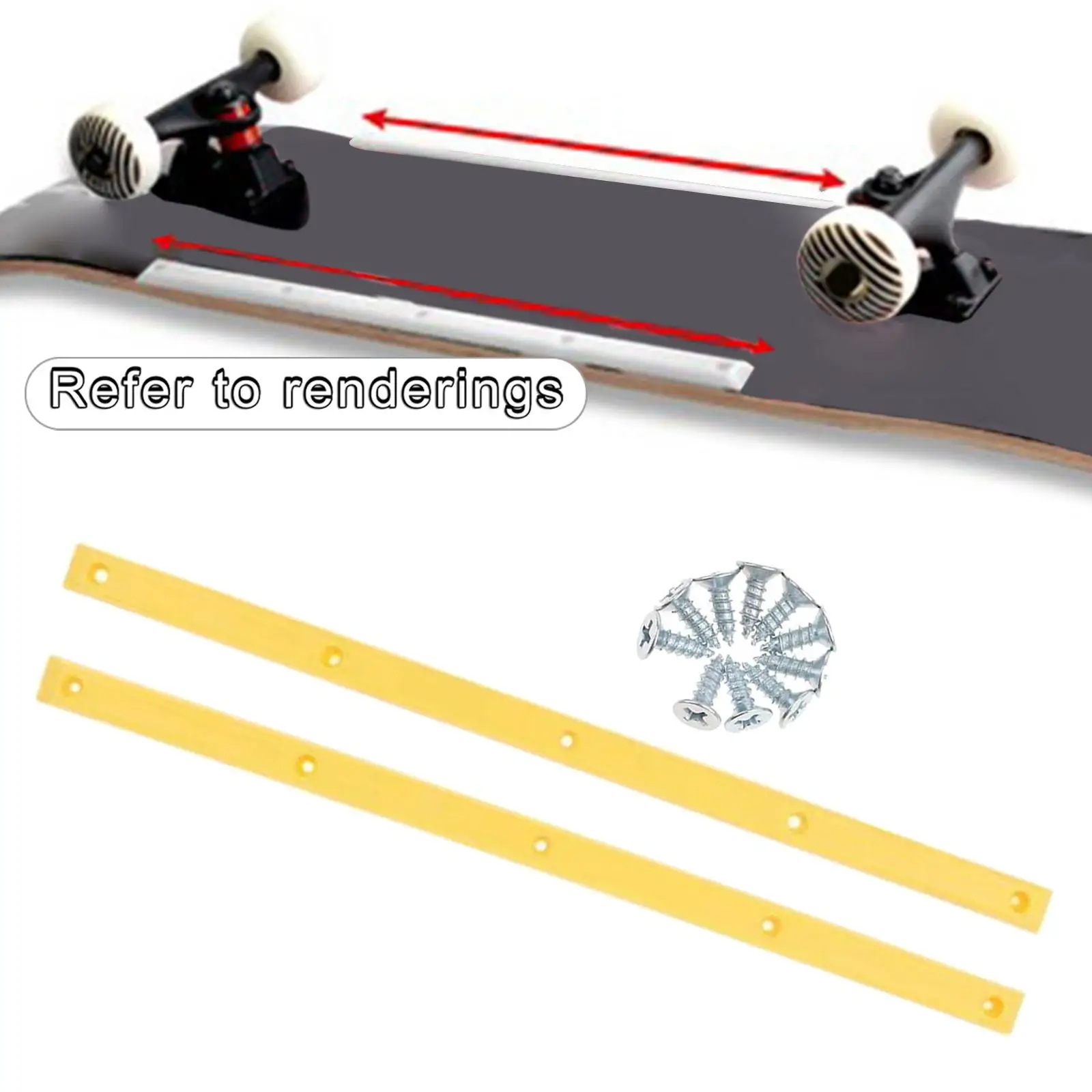 2x Longboard Skateboard Rails With 10 Mounting Screws Outdoor