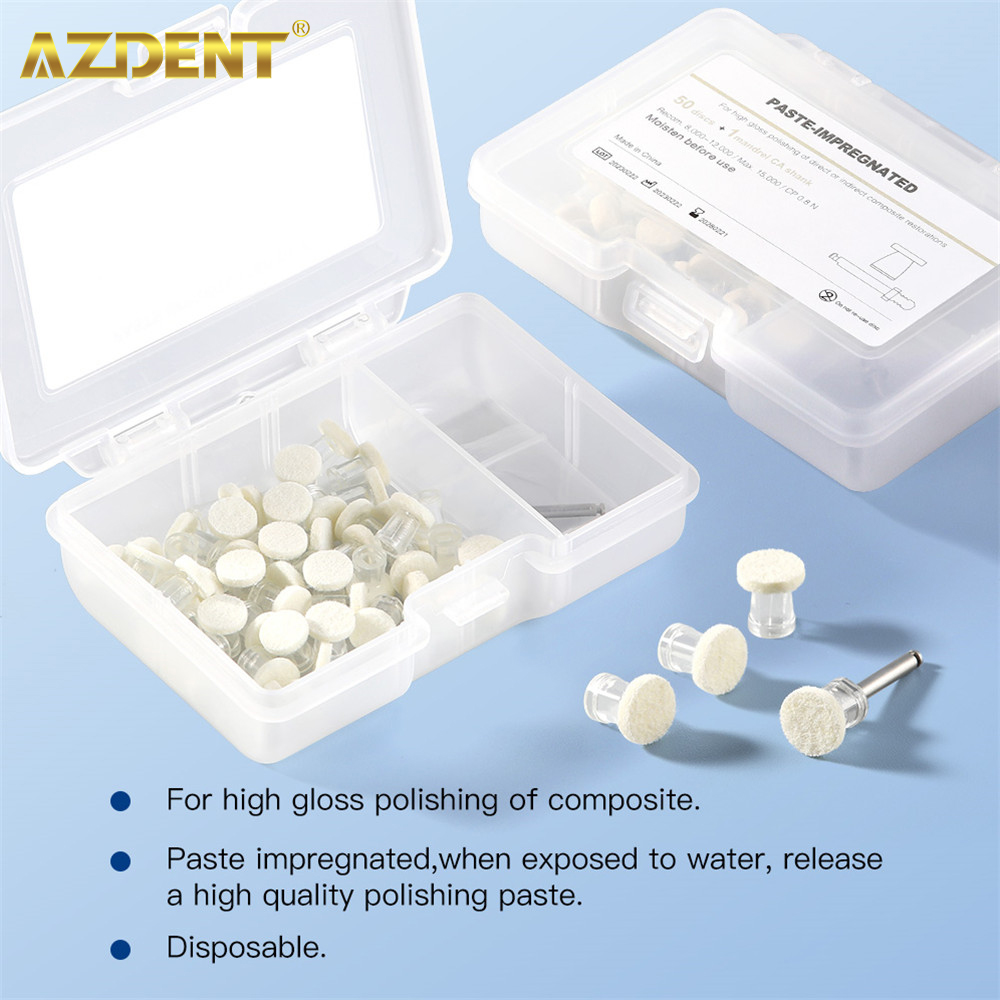 Best of 50pcs / Box AZDENT Dental Composite Polishing Disk Polishing Paste Impregnated Disposable Felt Wheel For High Gloss CA Mandrel Reviews & Tips