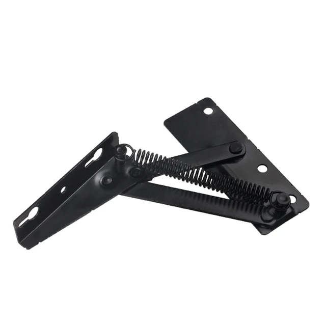 QIAO[2 Pieces]80 Degree Foldable Lift Bracket, Black Spring Hinge Widely  Used Sofa Hinge Lifter, Furniture Storage Support Hinge (Black)