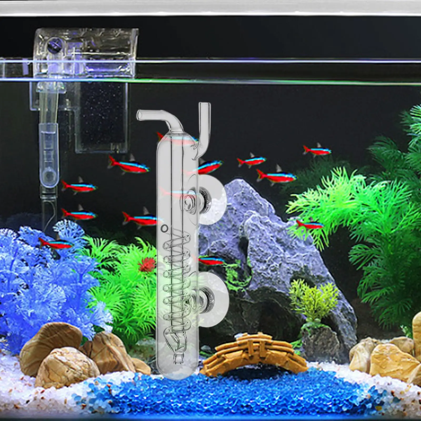 Fish Tank Plant CO2 Atomizer Silent Carbon Dioxide Diffuser Glass Clear for Household Fish Tank Aquarium Water Plants Equipment