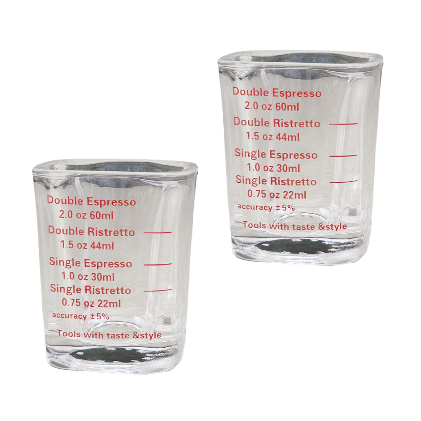 Title 1, 2Pcs Espresso Glass Measuring Cup Clear Red Lin...