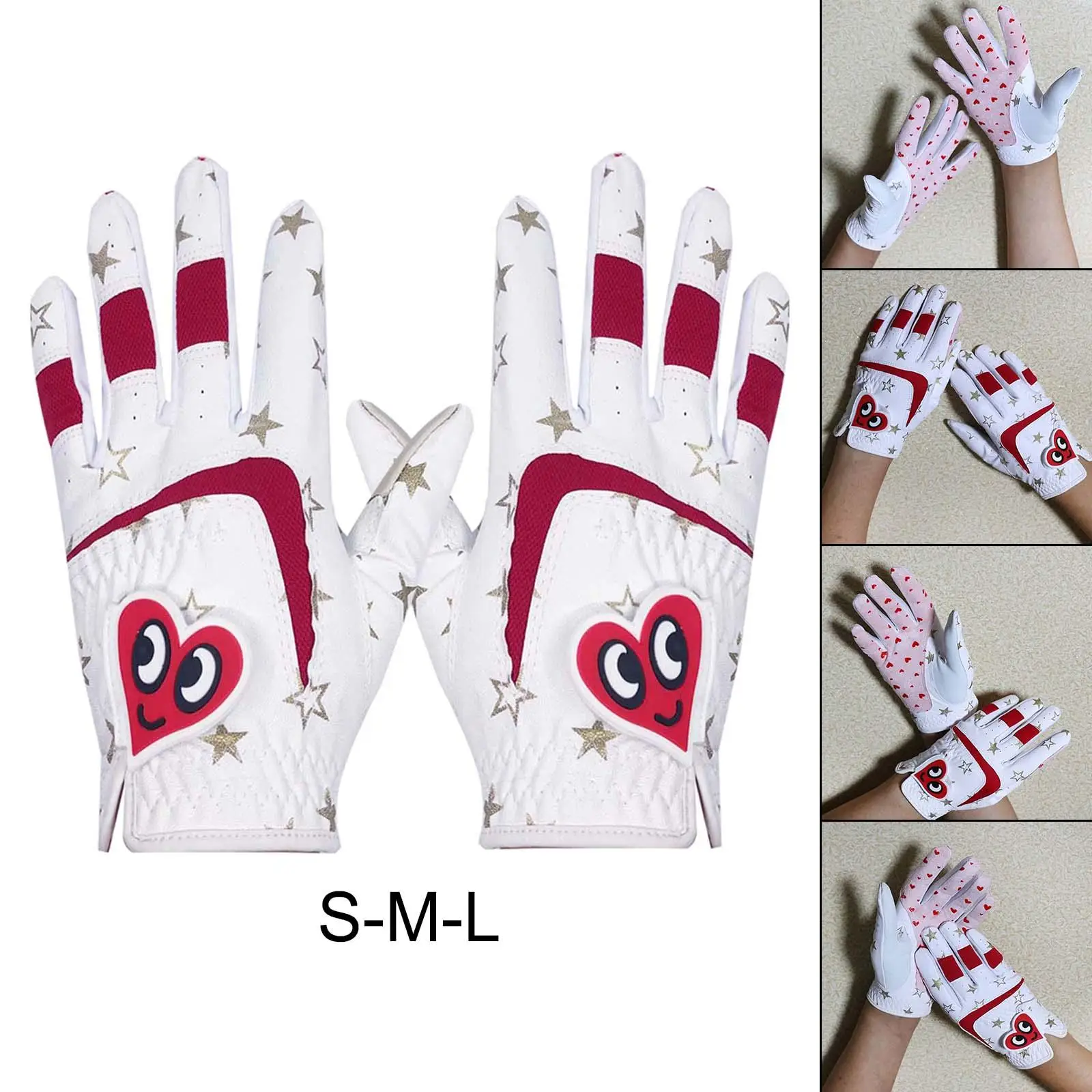 1Pair Cute Kids Golf Gloves Leather All Sizes Non-Slip Left Hand and Right Hand Child for Thanksgiving Gift Autumn Boys Junior