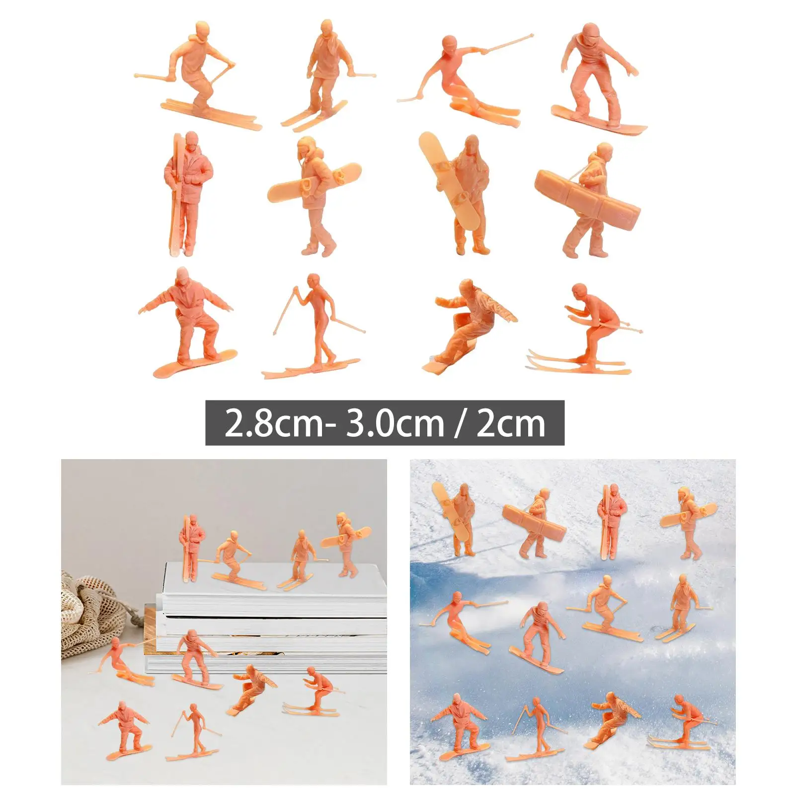 Realistic Skiing Figures Fairy Garden Toy Doll Model Small Statue for Architecture Model Garden DIY Miniatures Desk Decoration