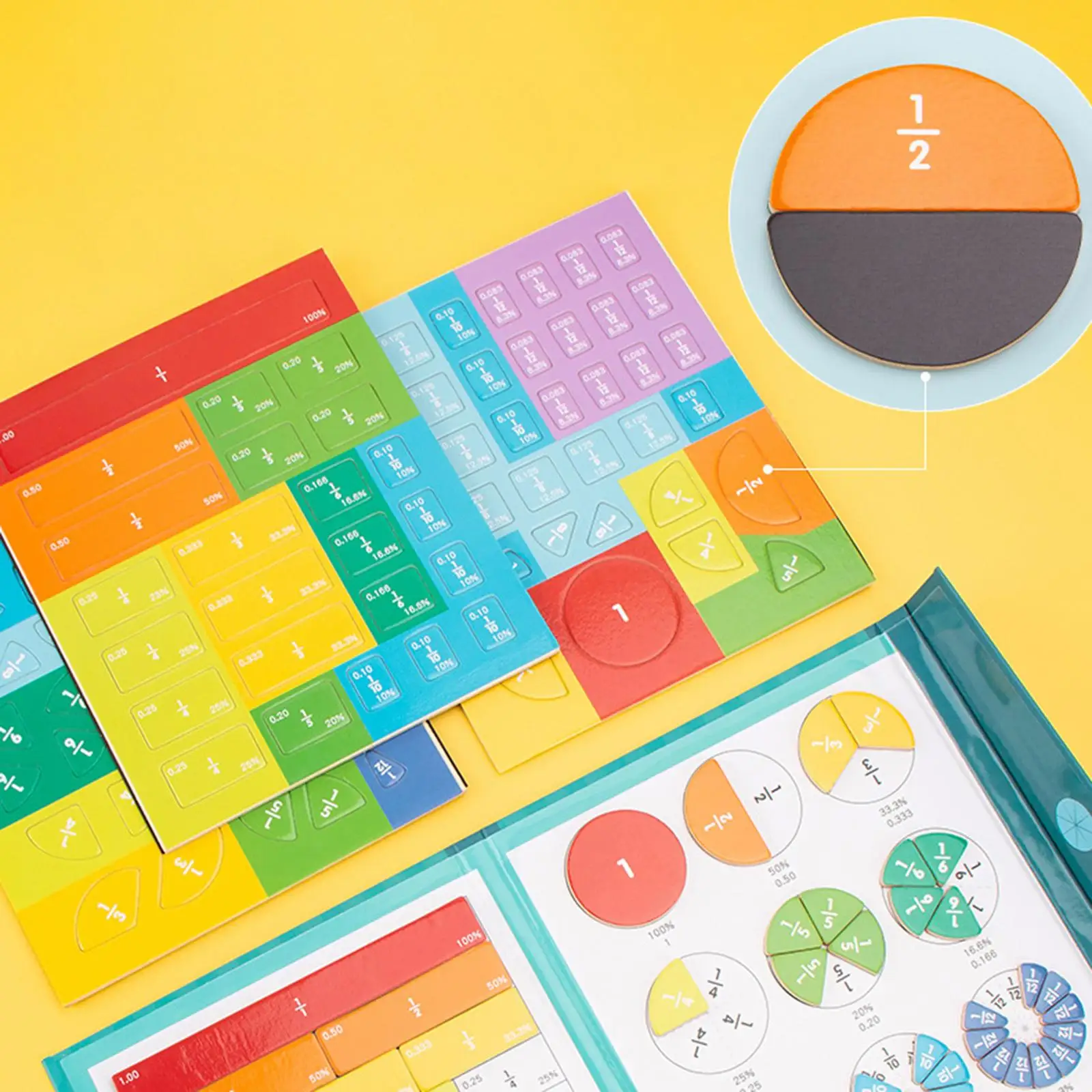 Fraction Toys Set Supplies ,Arithmetic Multicolor, Rainbow Reuse Intelligence