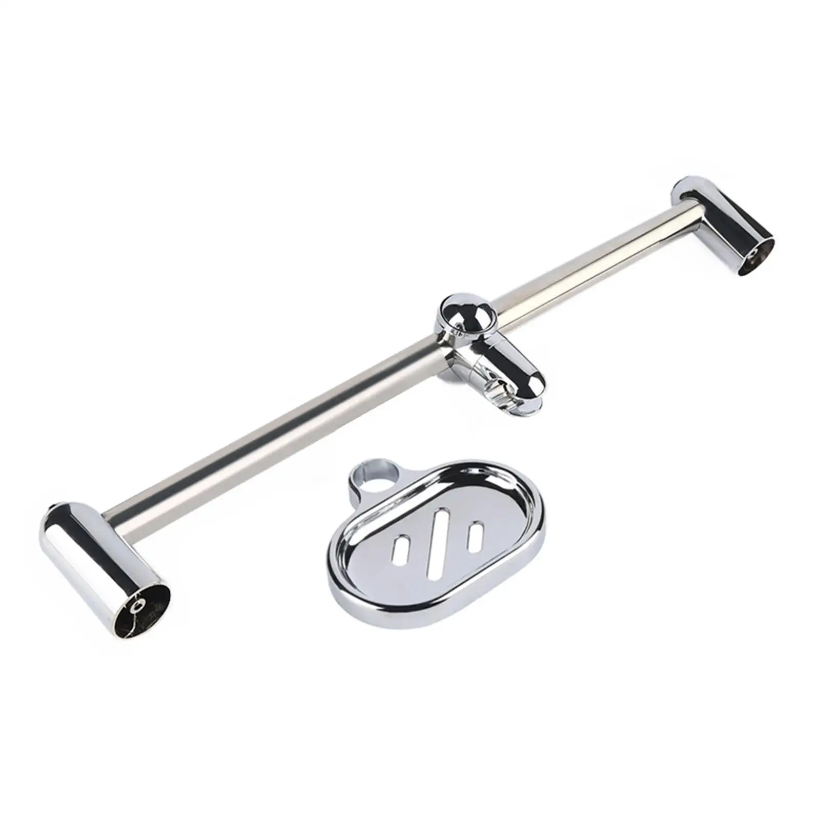 Bathroom Wall Mount Shower Head Slide Bars 360° Rotation Polished Surface with Adjustable Handheld Shower Head Holder 60cm