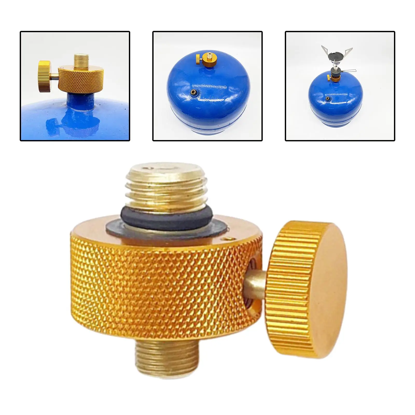 Camping Furnace Adapter Gas Cylinder Adapter Connection Convertor Metal Adapter Split Type Connector for Backpacking Hiking