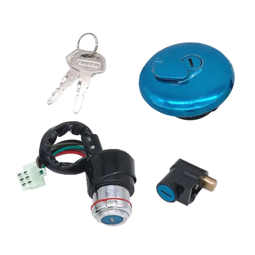Fuel Tank Cap + Ignition Keys Switch + Front Steering Lock Kit for Suzuki GN125 Fuel Gas Cap Tank Ignition Switch