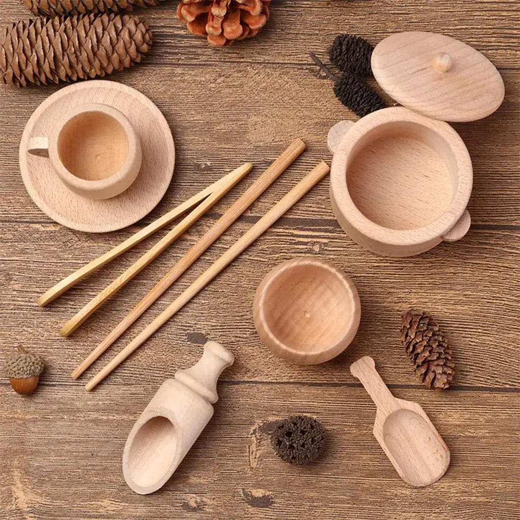 Wood Kitchen Tableware Accessories Toy Improve Baby Cognitive Ability  Educational Toys