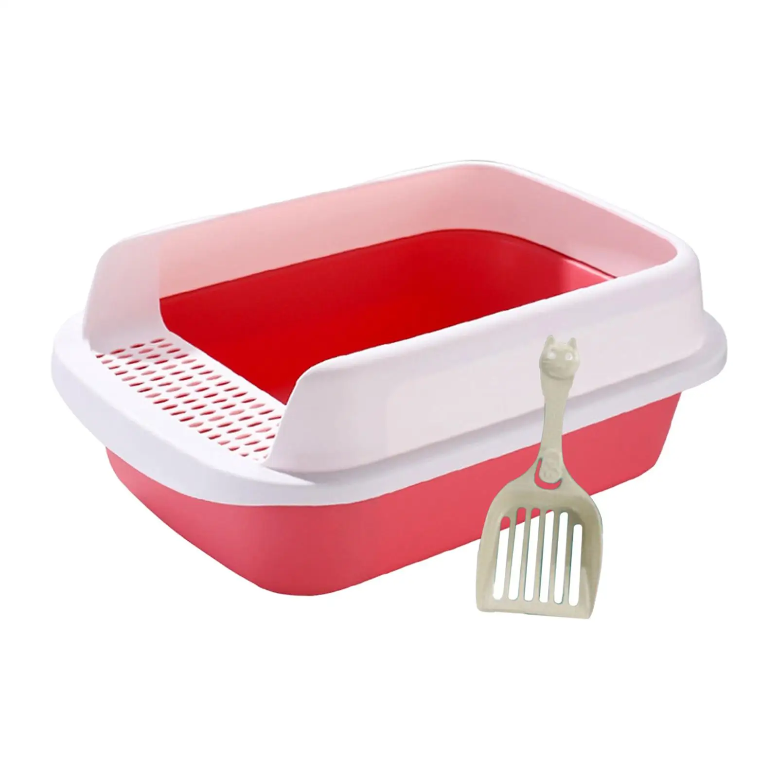 Cat Potty Toilet Heighten Semi Closed Pet Litter Tray Splashproof Bedpan Removable Litter Pan Large Sandbox for Indoor Cats