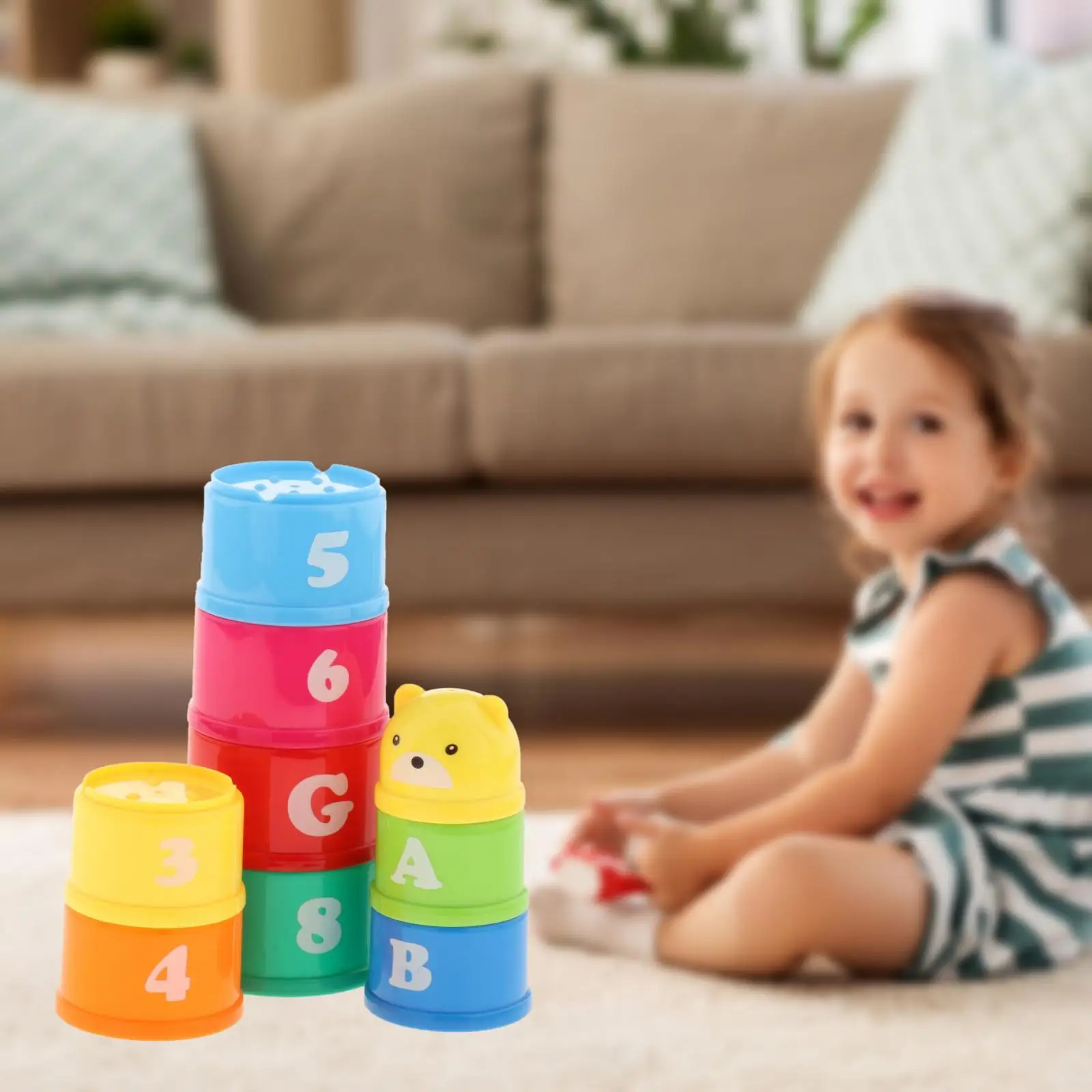 11pcs Nesting & Stacking Up Cups with Numbers & Letters Kids Eduactional Toys