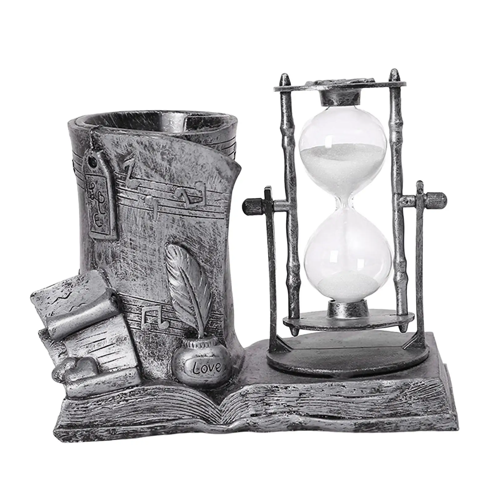 Retro Style Pencil Holder Hourglass Sand Timer Sandglass Table Birthday