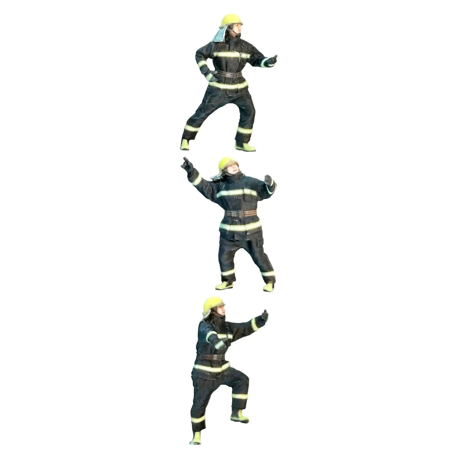 3Pcs Fire Alarm Man Figures Tiny Firefighter People Figurine for DIY Scene