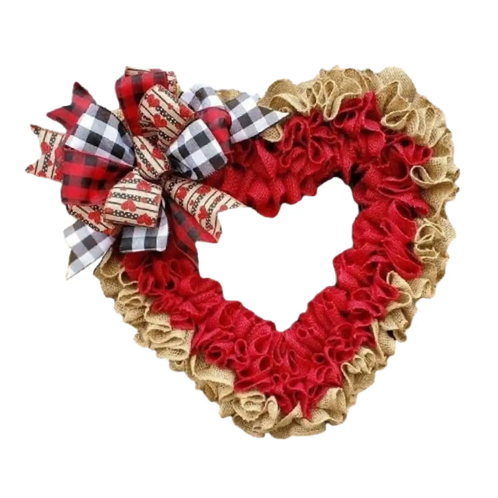 Heart Shaped Wreath for Front Door Wedding with Bowknot Wall Hanging Sign Valentines Day Wreath Artificial Wreath Garland Wife