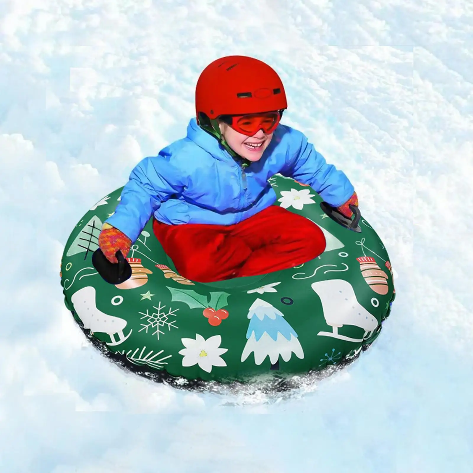 Snow Tube Inflatable Snow Sled - 47 Inches Heavy-Duty Snow Tube 