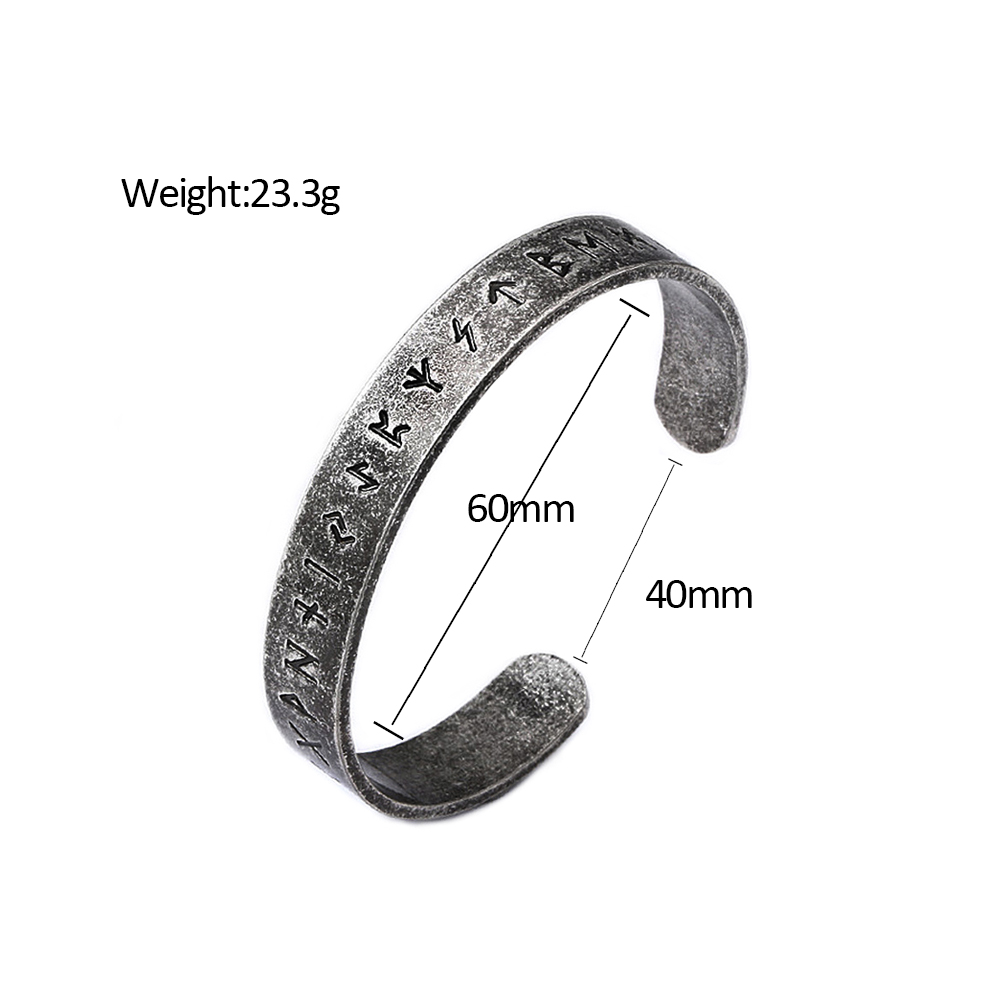 Mode Vintage Viking Rune Armband für Männer Frauen 316L Edelstahl Einfache Offene Armband Amulett Schmuck Geschenk Dropshipping – Detail 1