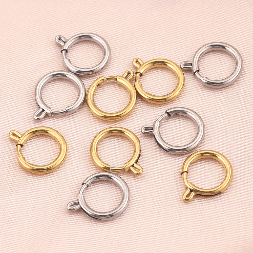 10 Stück 14 mm O-Ring-Kreisfederverschlüsse aus Edelstahl, DIY-Kettenverbinder für Halskette, Armband, Schmuckzubehör, Zubehör – Detail 6