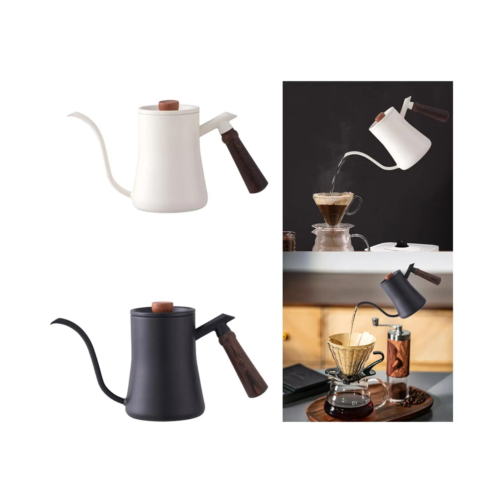 0.6 L Pour over Coffee Kettle Flow Spout Professional Durable Tea Pot Teakettle for Picnic Camping Cafe Barista Gift Cafe Bar