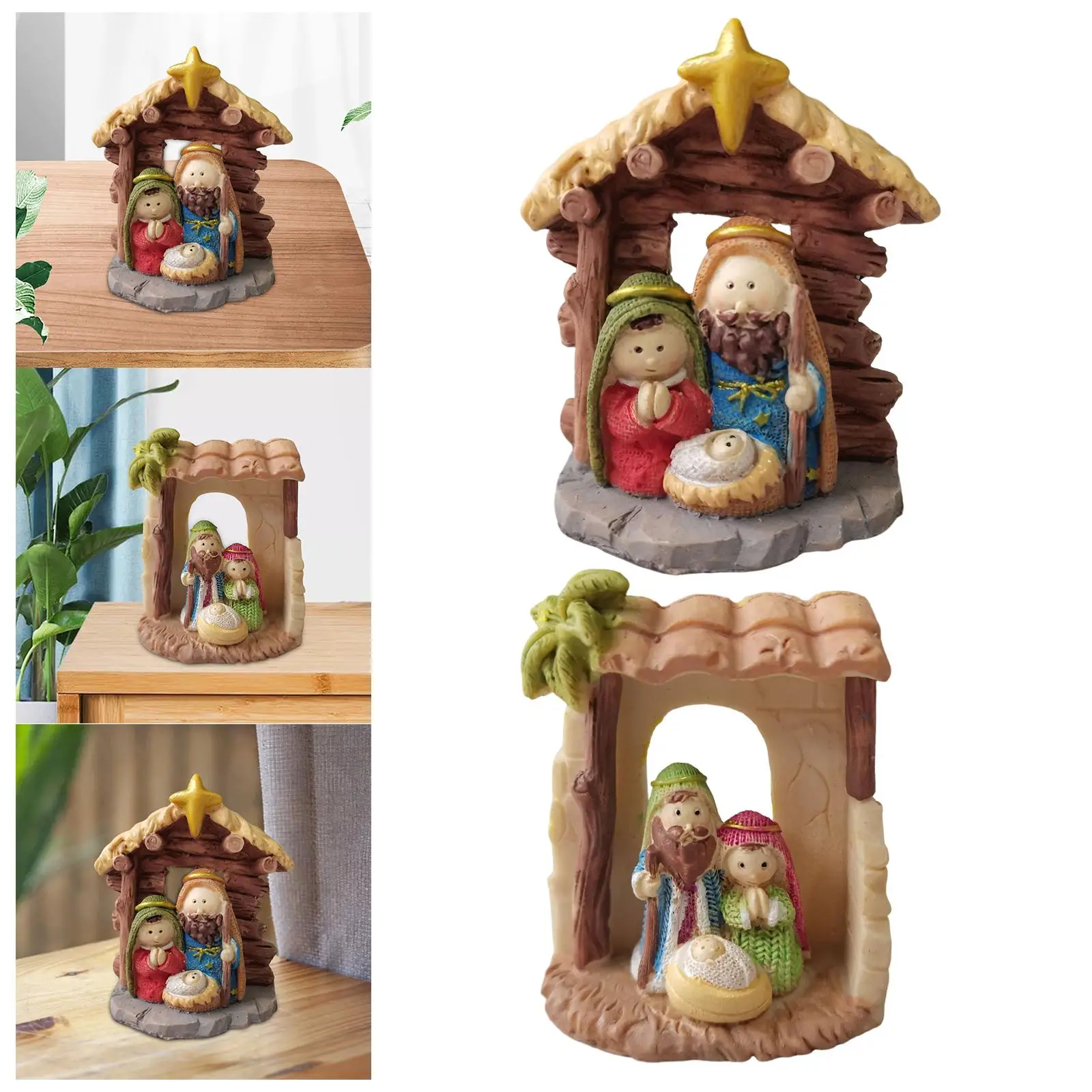 Holy Family Figurine Sculpture Joseph Jesus Mary Mother Christmas Nativity Set for Table Home