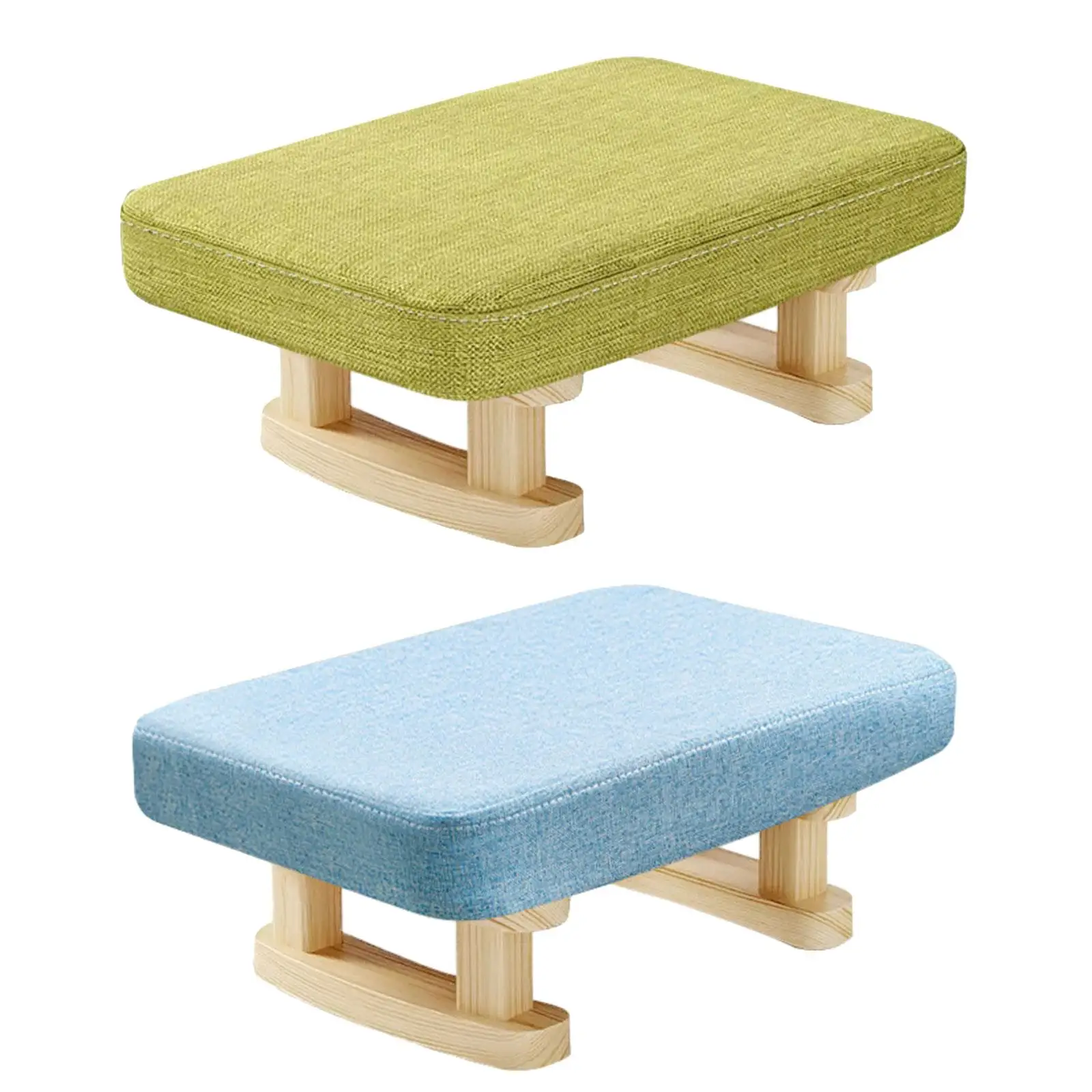 Small Footstool Bench Comfortable Rectangle Step Stool Footrest with Wooden Legs for Tearoom Living Room Bedroom Desk Entryway