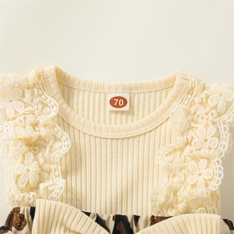 Baby 2 Stück Sommer Outfits ärmelloses Stram pler kleid mit Leoparden muster und Stirnband – Detail 3