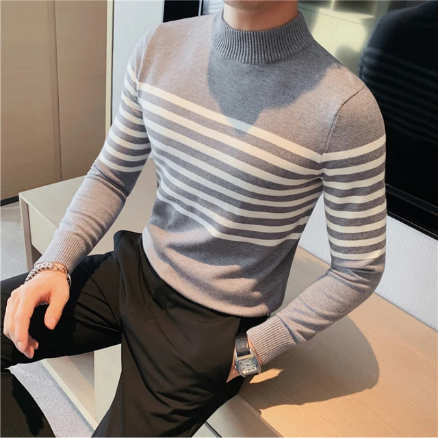 New Autumn Pullover Men's Sweater O-neck Patchwork Long Sleeve Warm Slim  Sweaters Men Casual Fashion Sweater Men Clothing - AliExpress