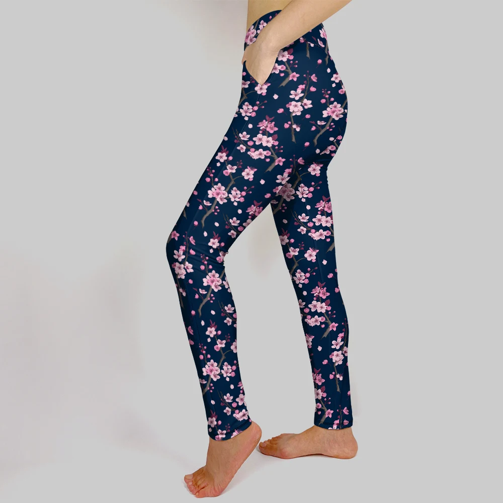 bolsos estiramento leggings 3d floral impressão cintura