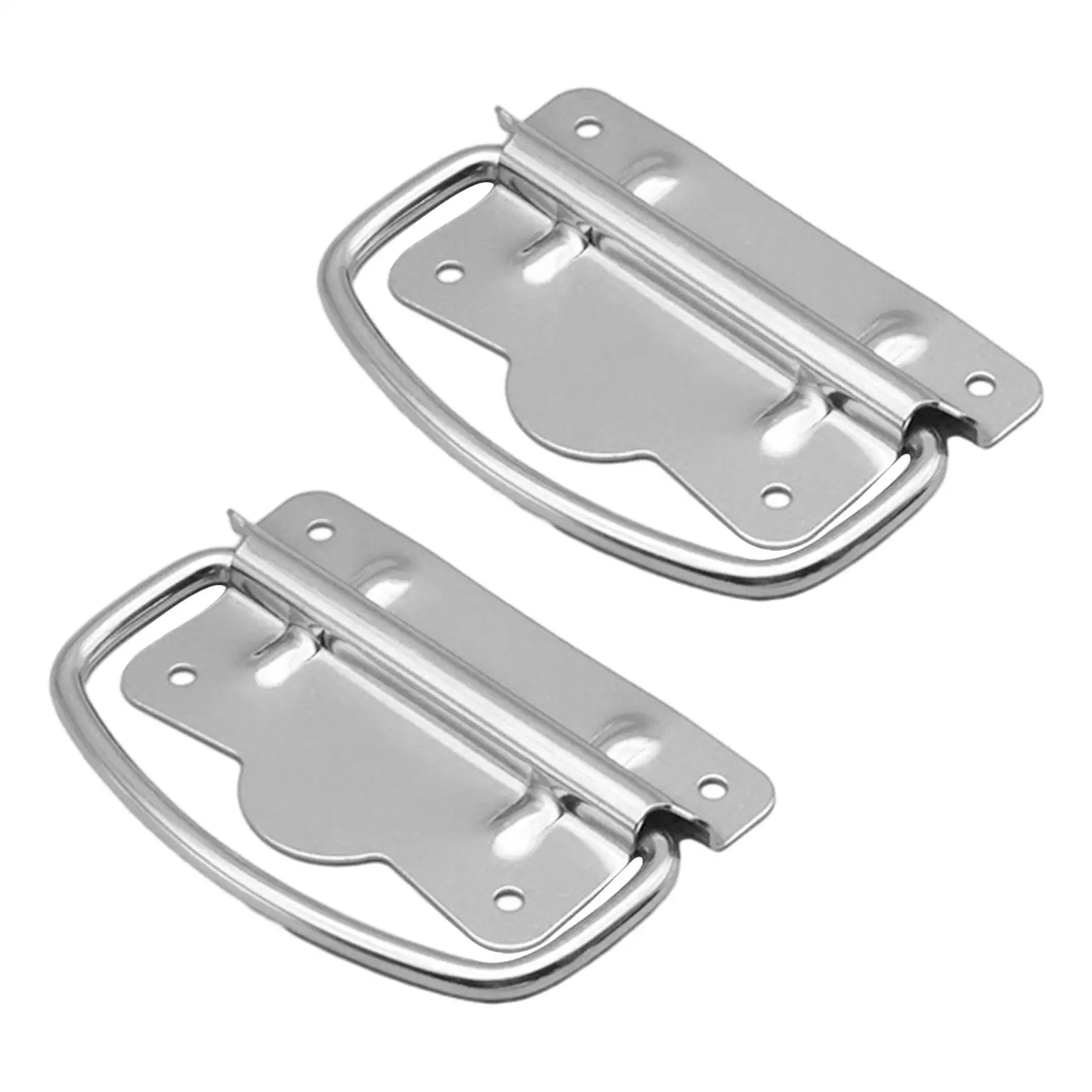 2x Stainless Steel Rings Folding Pull Handle Stainless Steel Foldable Boat Latch for Dresser Door Chest Cabinet Wardrobe Drawers