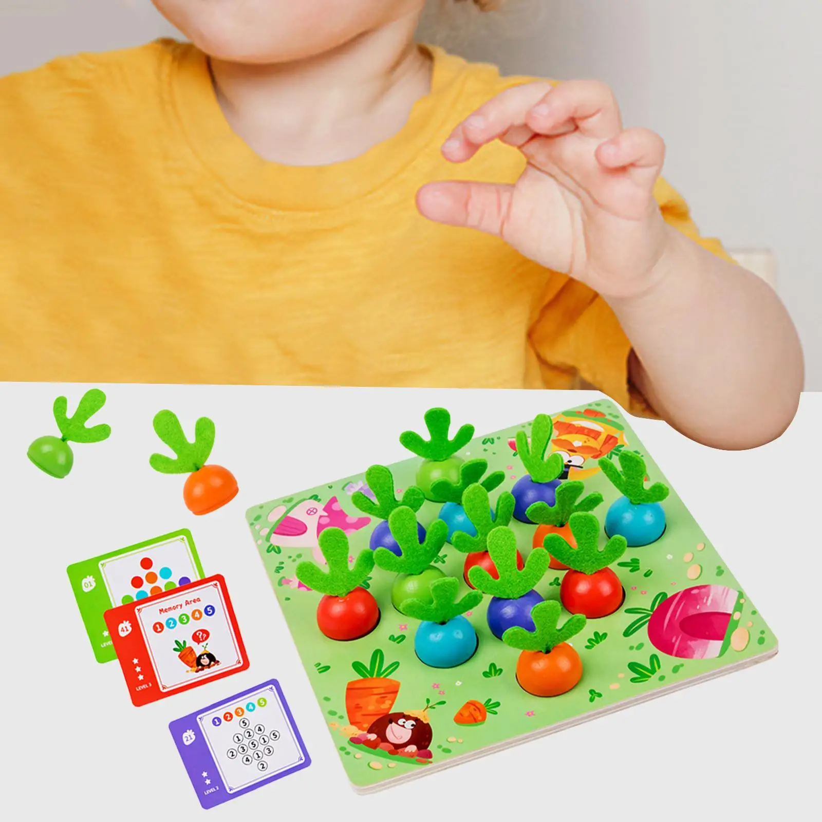 Montessori Carrot Harvest Game Color Memory Sorting Developmental for Activity Indoor