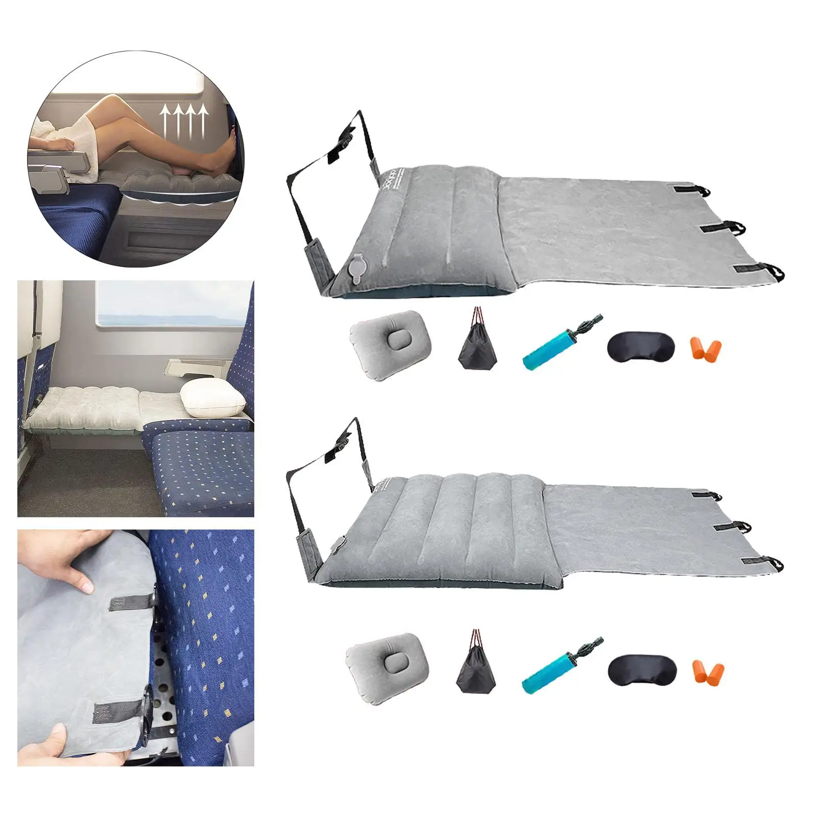 Airplane Footrest Hammock for Kids Inflatable Elevate Legs Strong Load Bearing Flights Travel Foot Rest Plane Seat Extender