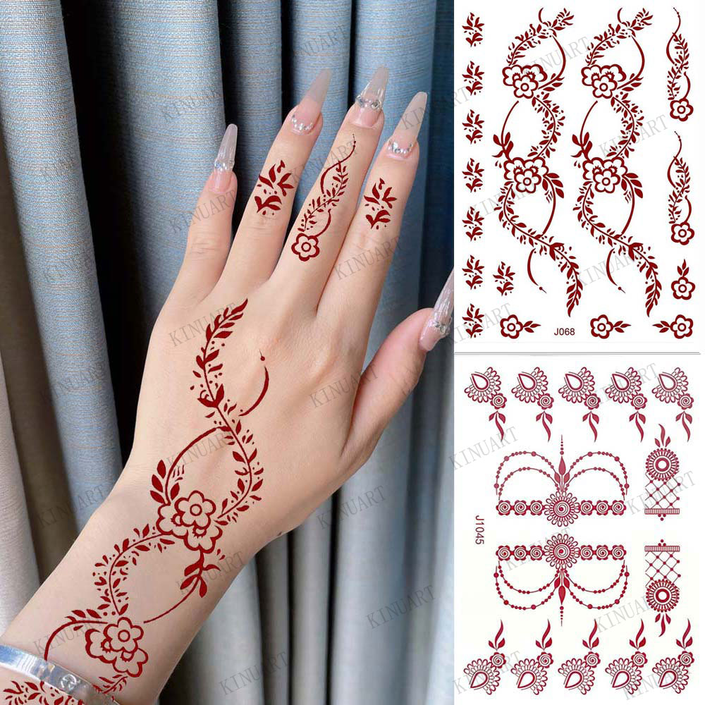 Best of Brown Henna Tattoo Body Stickers For Women Henna Temporary Tattoos Lace Floral Mehndi Tattoo Waterproof Fake Tatoo Festival Reviews & Tips