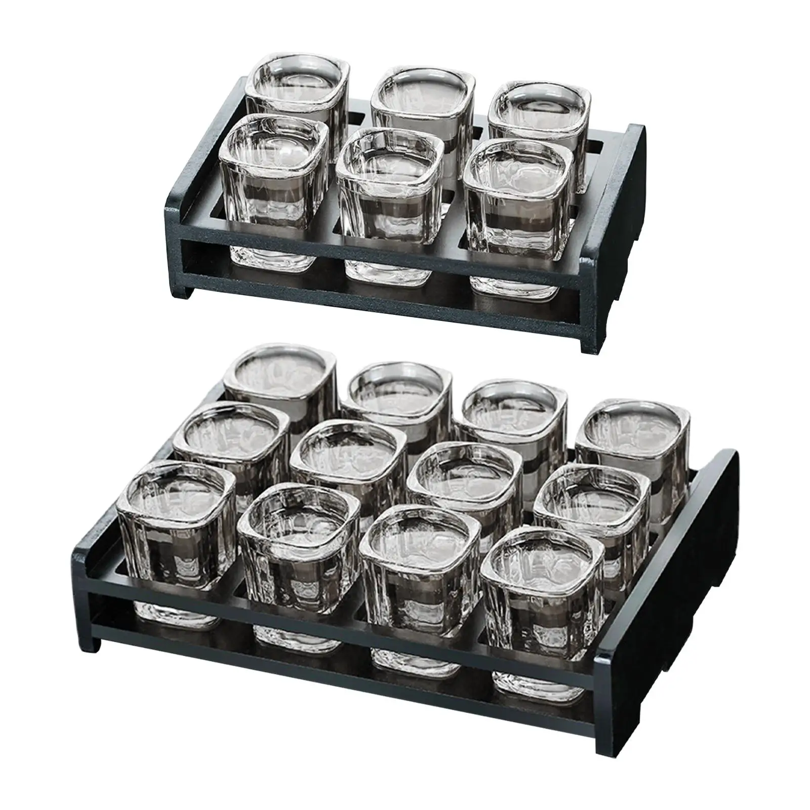 Beer Glass Tray Glassware Drinks Cup Stand Wine Glass Cup Serving Tray Organizer Glass Server with Glass Cups Beer Tray Holder