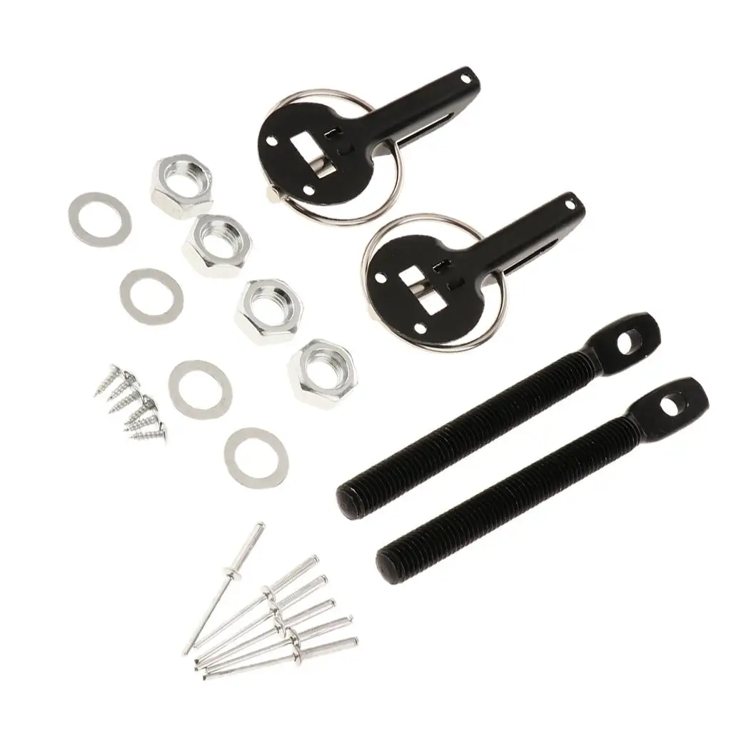 Alloy Metal Key Latch Kit/Set Mount Bonnet Hood Catch Universal Pin