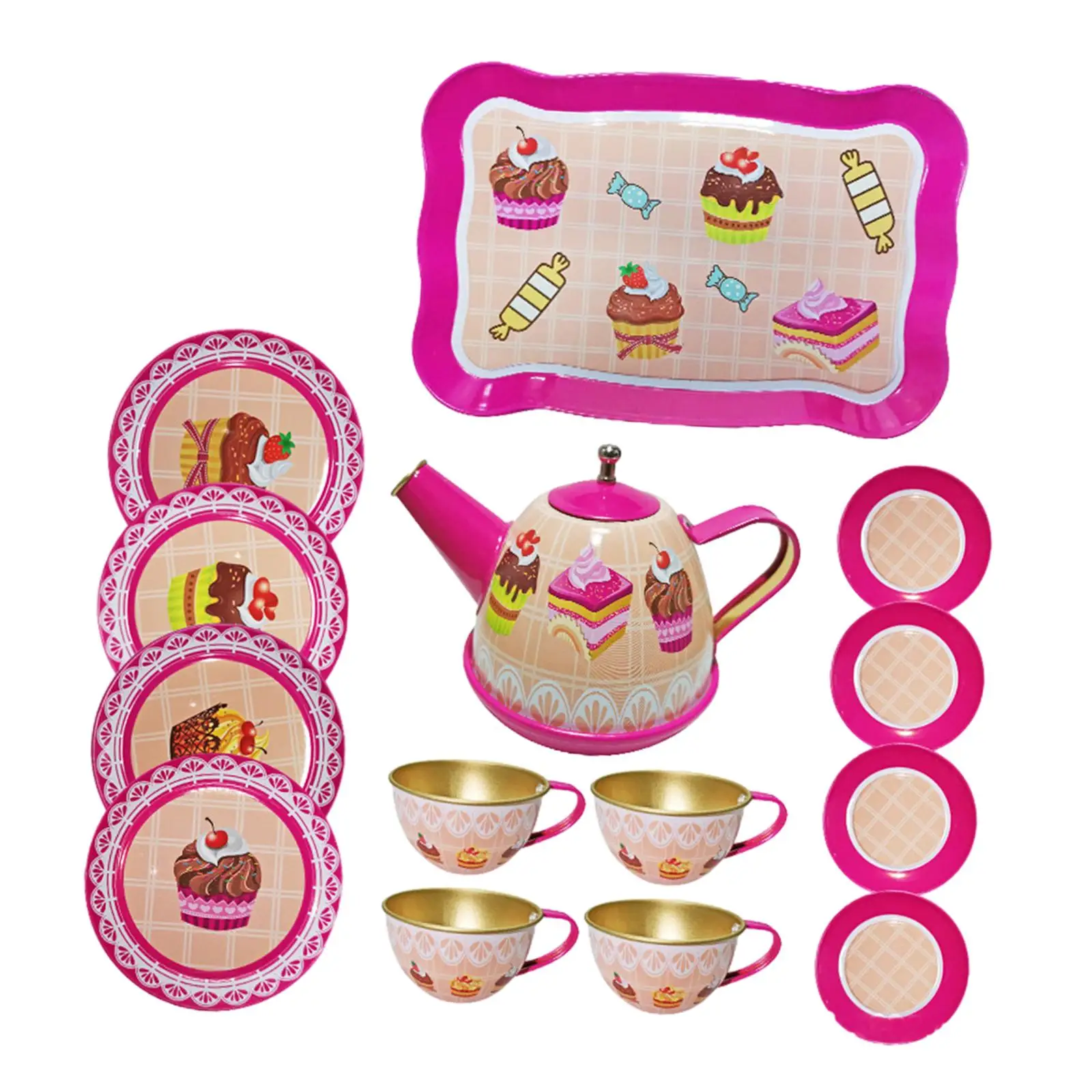 Little Girl Tea Party Set Realistic Educational Teapot Cups Dishes Toddlers Tea Set for Age 3 4 5 6 Birthday Gift Toddlers