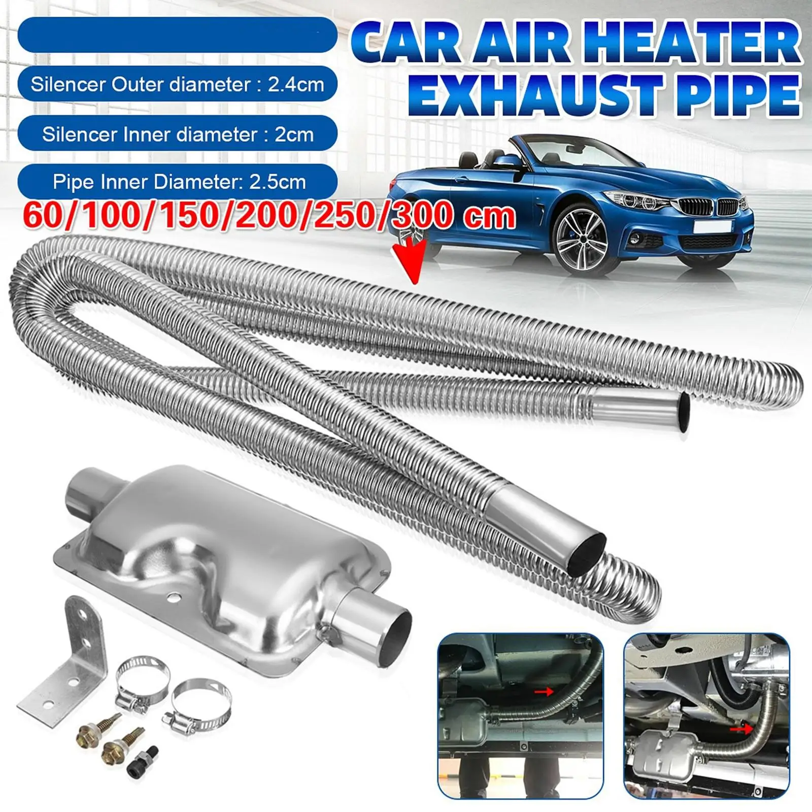 Heater Exhaust  O.D 2.5cm Air Heater  Gas Vent Hose 250cm Length