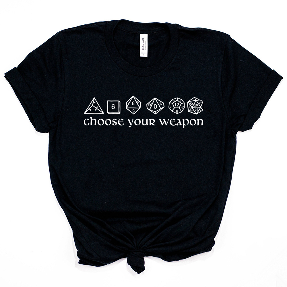 Wählen Sie Ihre Waffe T-Shirt Lustiges DnD-Würfel-Shirt Brettspiele RPG Gaming Tees Unisex Kurzarm-T-Shirt Vintage D&D DM Tops T-Shirt – Detail 6