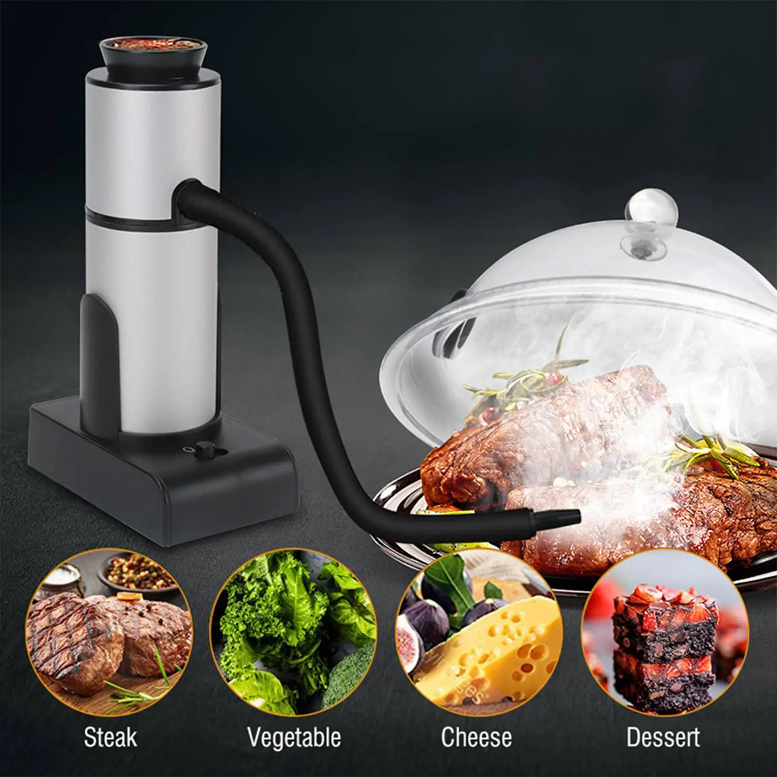 Portable Cold Food Smoker Handheld Drinks Cocktail Smoker Smoke Gun Infuser for Outdoor Indoor Cooking Cheese