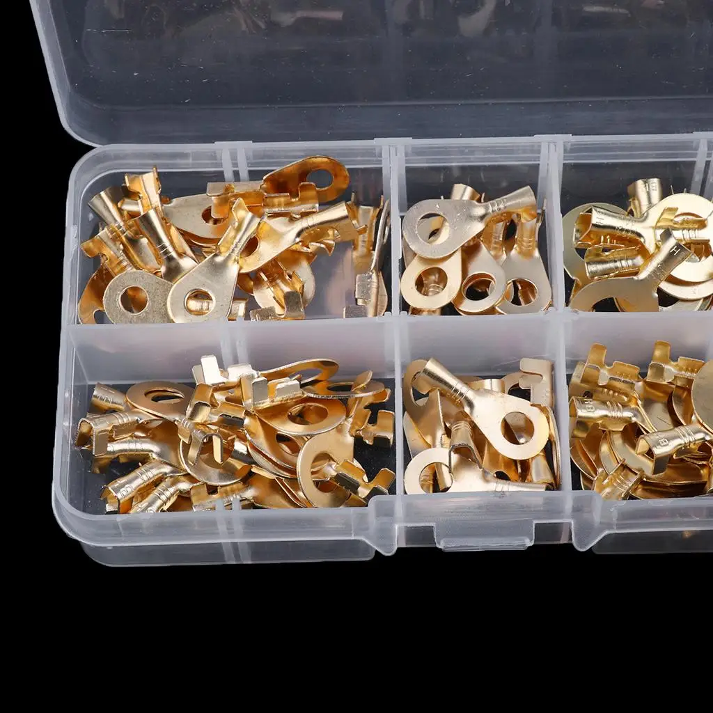 100 Pieces Non-Insulated Ring Terminals Kit. Cable Wire  4mm 5mm 6mm 8mm 10mm