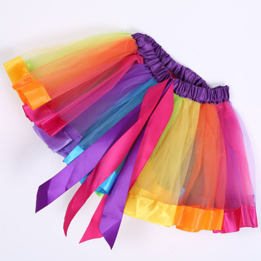 Mother Daughter Girl Women Rainbow Skirt Adult Kids Tutu Dancing Ballet