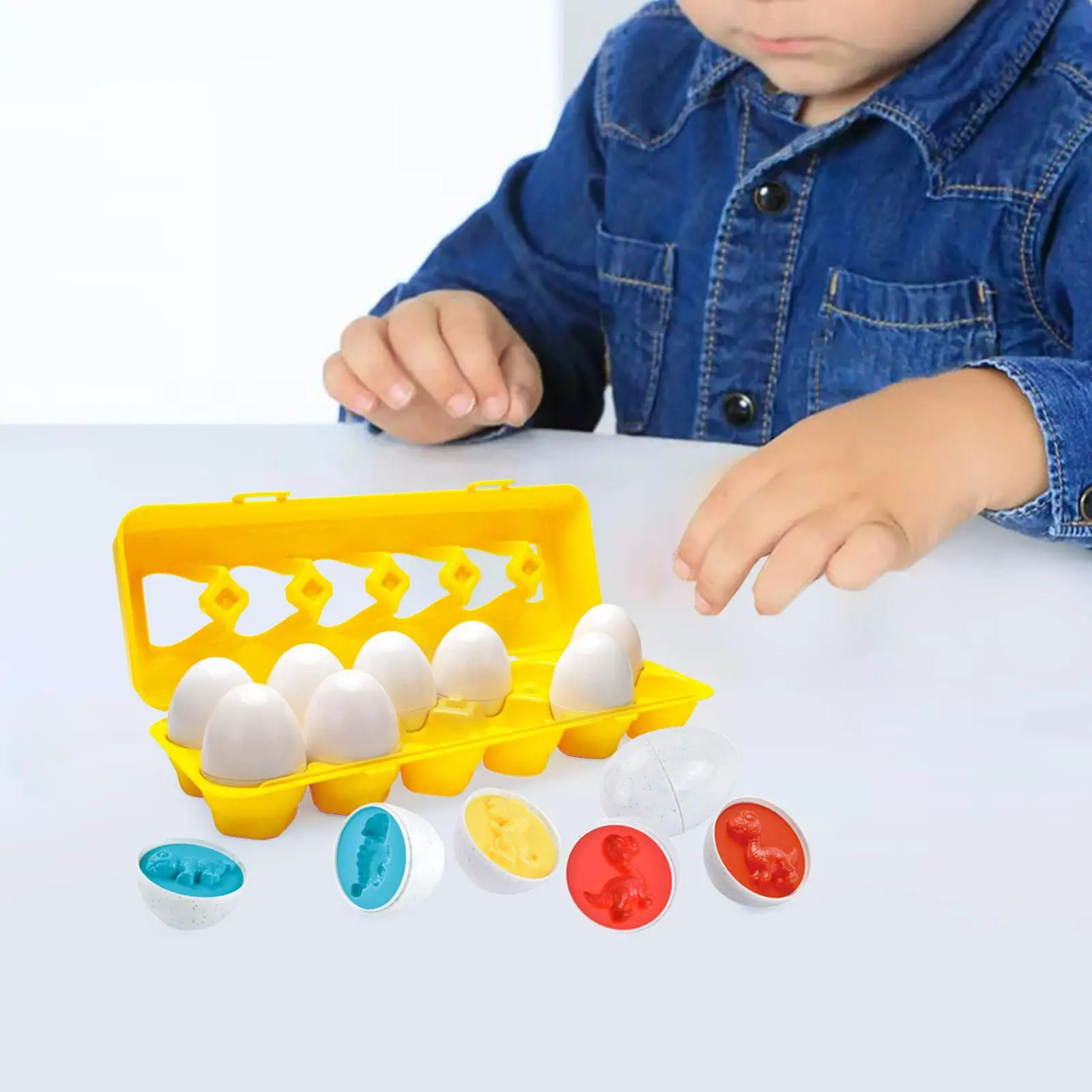 12Pcs Color & Shapes Matching Egg Toy Easter Eggs Educational for Children Infant Easter Basket Gift Kindergarten Preschool